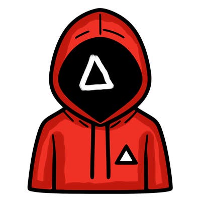 a person with non face waering a hoodie with a small triangle symbol