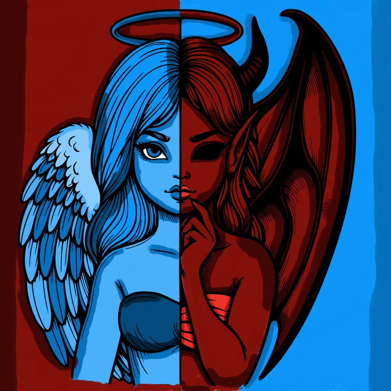 realistic angel half demon