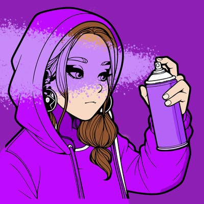 a realistic girl, spray painting