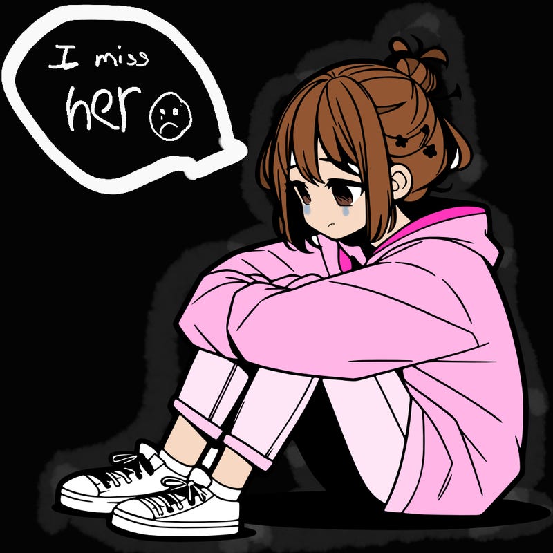 sad anime girl sitting alone