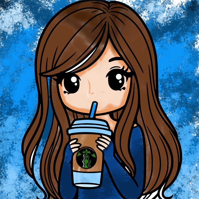 woman with long straight hair drinking starbucks