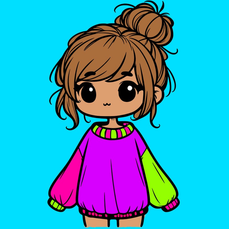 cute girl with baggy sweater and messy bun