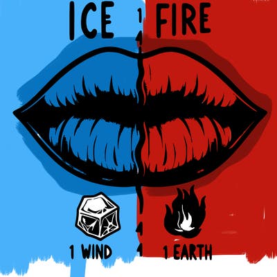 realistic lip split in fourth . 1 fourth ice 1 fire 1wind 1 earth