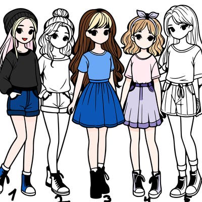 a group of five girls