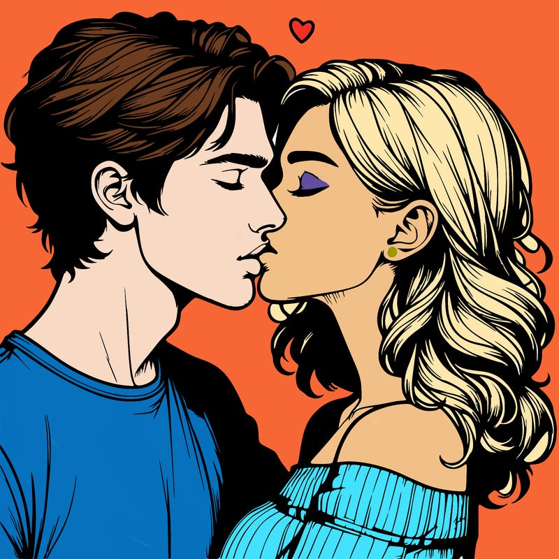 realistic couple kissing