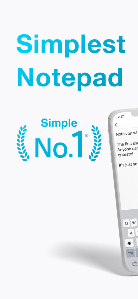 Promotional graphic for the Notepad app featuring its minimalist interface and No 1 simple rating