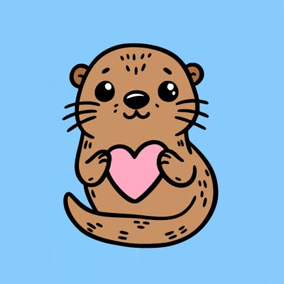 otter with a heart
