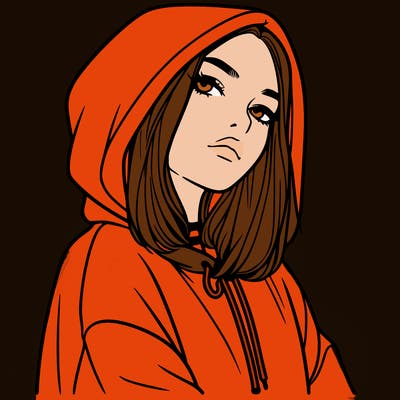 a realistic girl in a hoodie