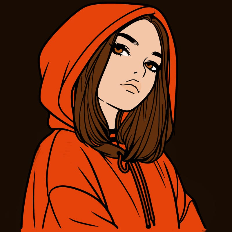 a realistic girl in a hoodie
