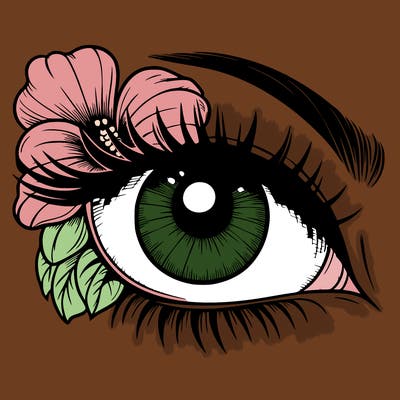 realistic eye with flower
