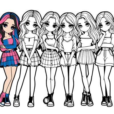 a group of girls realistic