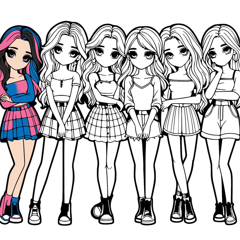 a group of girls realistic