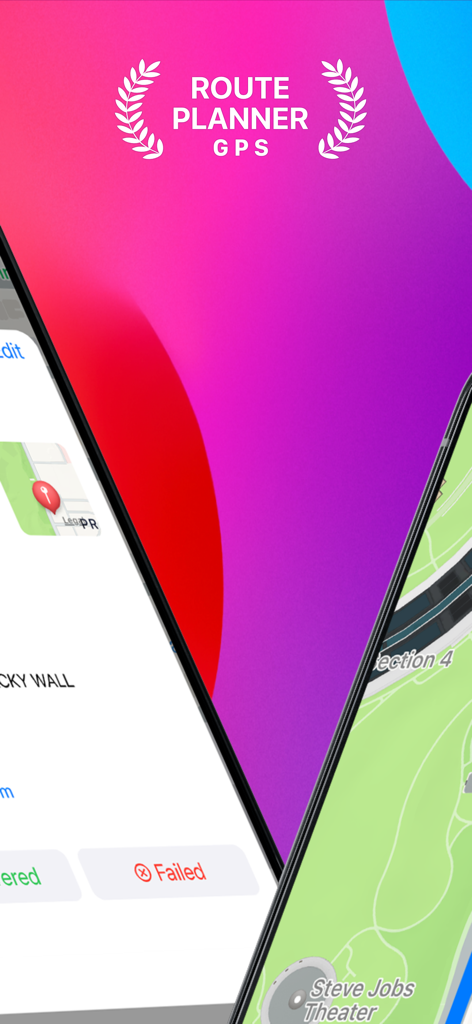Route Planner GPS app interface displaying map navigation and delivery status for logistics and small businesses