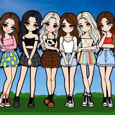 a group of girls realistic