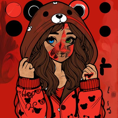 realistic girl in a animal pjs hoodie