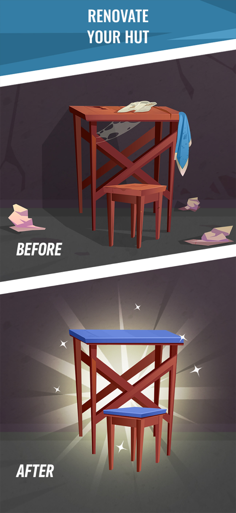 Hoosegow: Prison Survival - A before and after view of renovated furniture in a prison cell