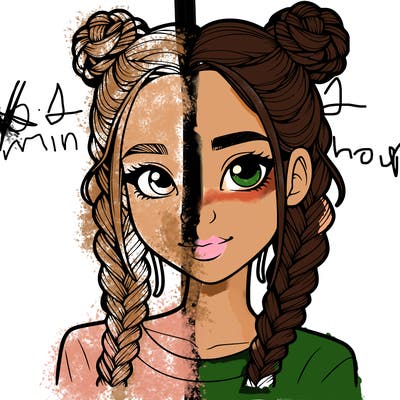 realistic girl with braids