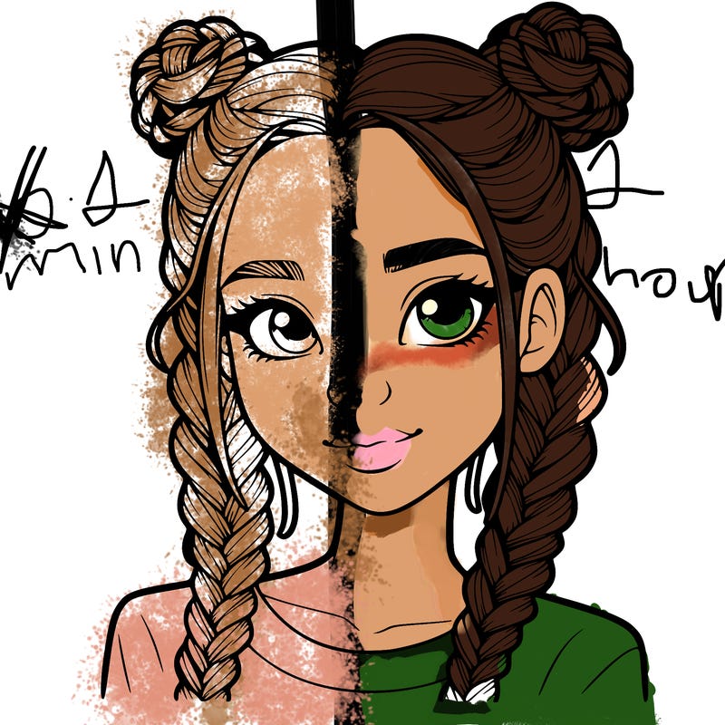 realistic girl with braids