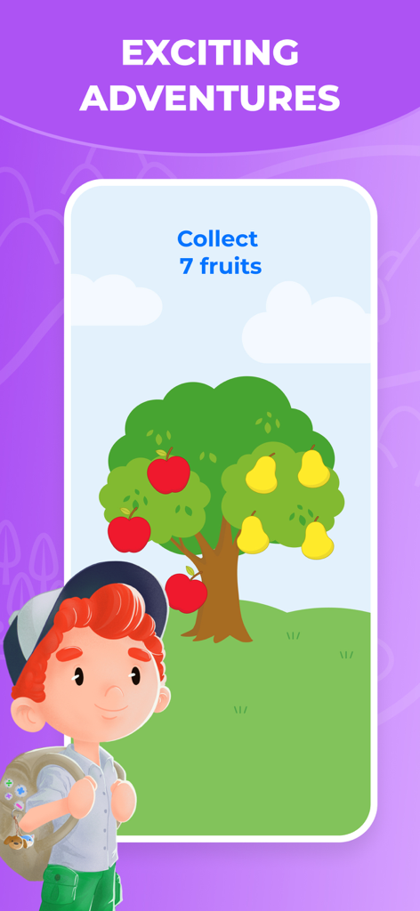 Matsy Kids: Easy Math - Matsy Kids, juego educativo de matemáticas, que muestra una actividad de conteo de frutas para niños