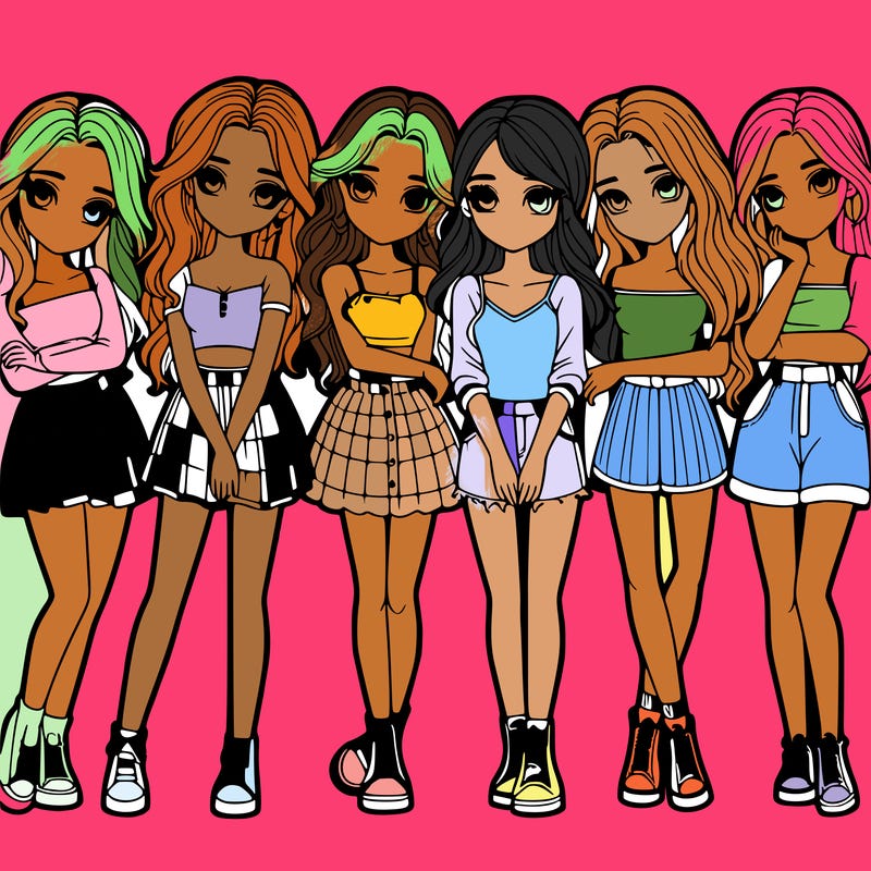 a group of girls realistic