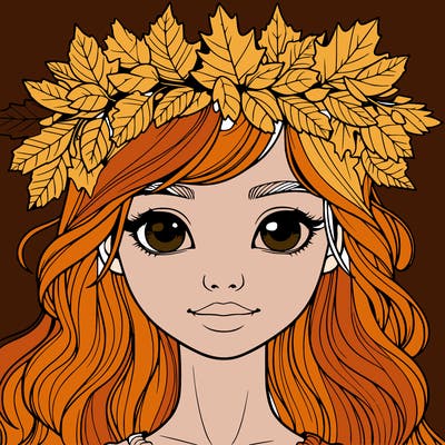 realistic girl with fall leaf crown