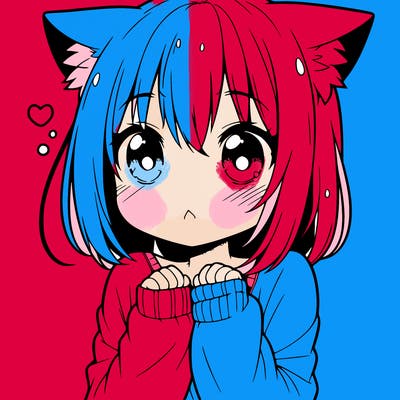 shy anime catgirl