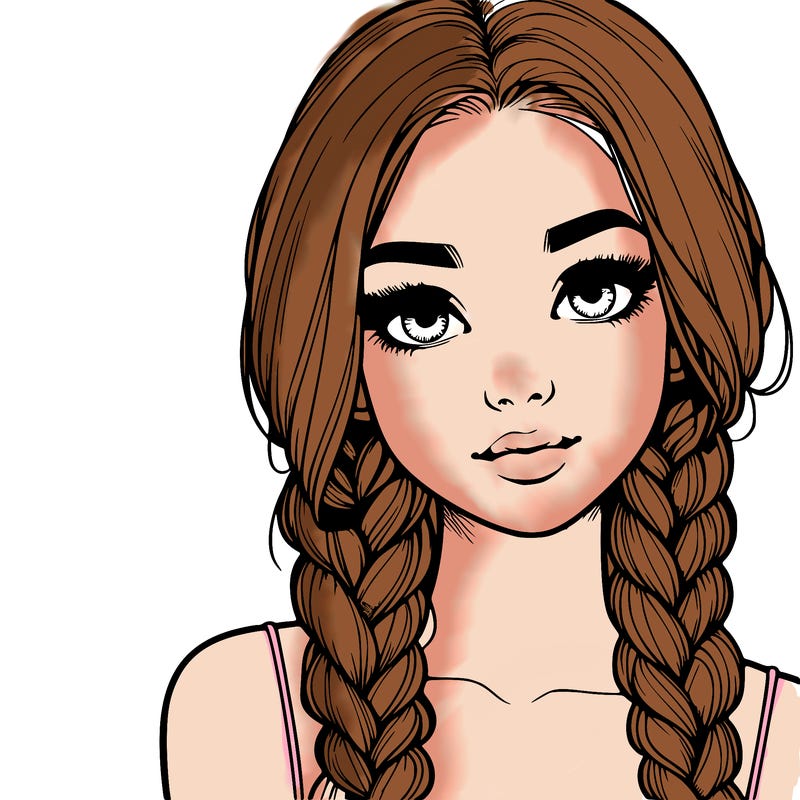 realistic girl with braids