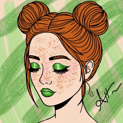 woman with hair buns