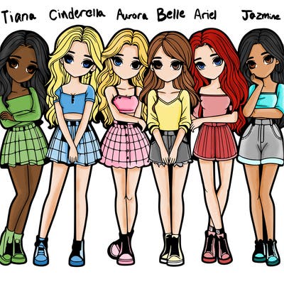 a group of girls realistic