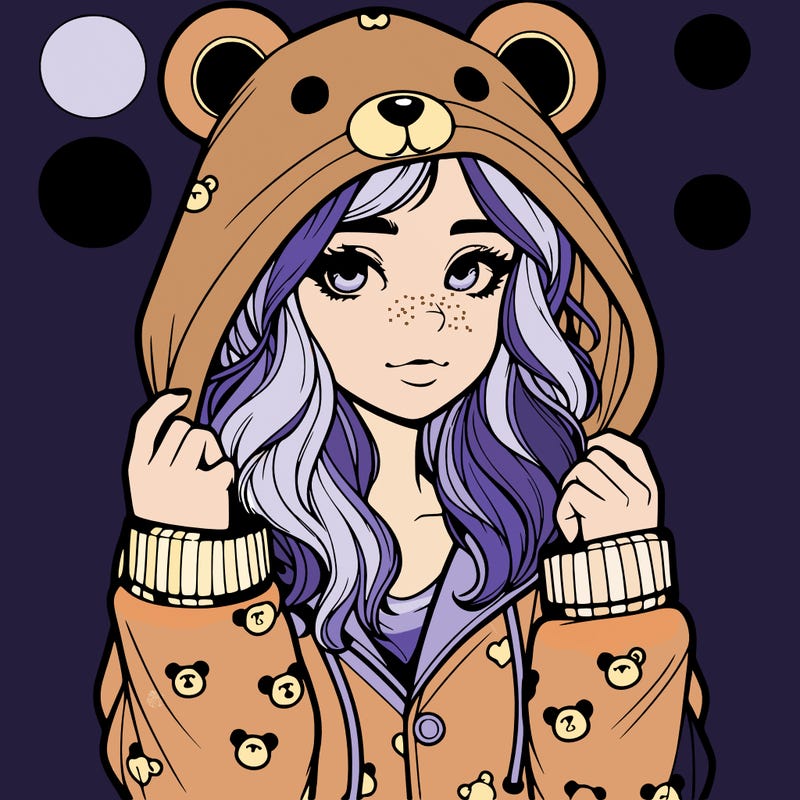 realistic girl in a animal pjs hoodie