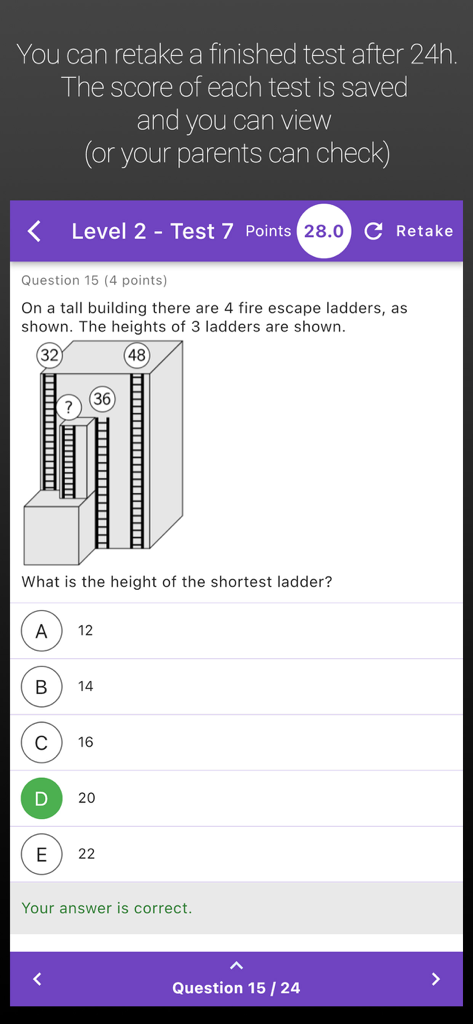 kMath - IKMC Kangaroo Math - IKMC math contest practice question and test score in the kMath app.