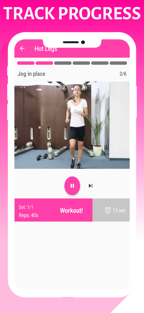 Pro Women Workout: Lose Weight - A woman performs a jog in place exercise within the Hot Legs workout module of the Pro Women Workout app.