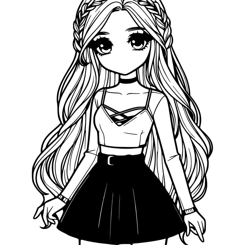 realistic girl with a leather skirt