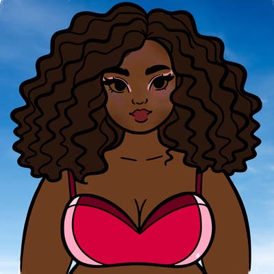 pretty plus sized woman with curly hair