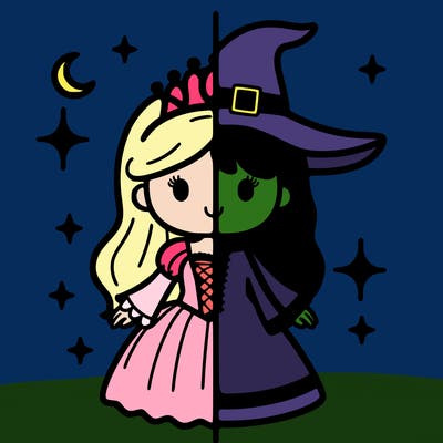 split princess and witch