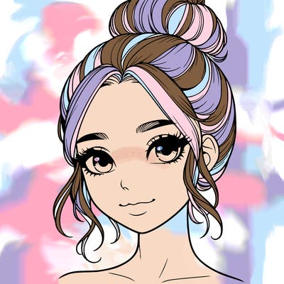 realistic pretty girl with hair in bun