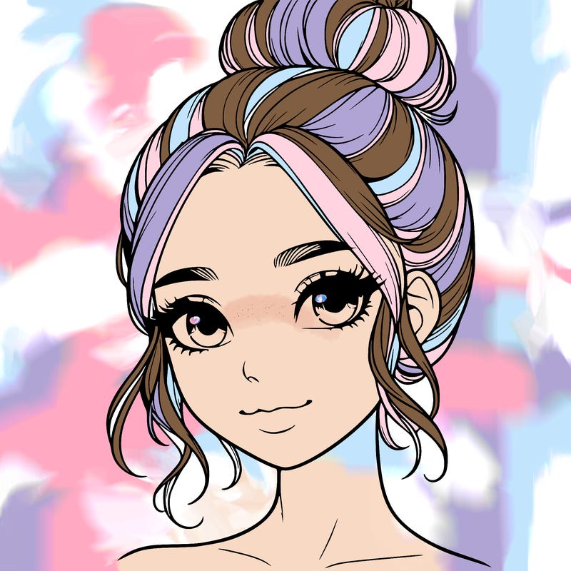 realistic pretty girl with hair in bun