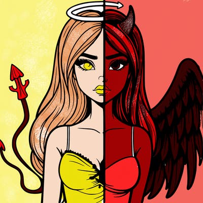 devil vs angel realistic girl