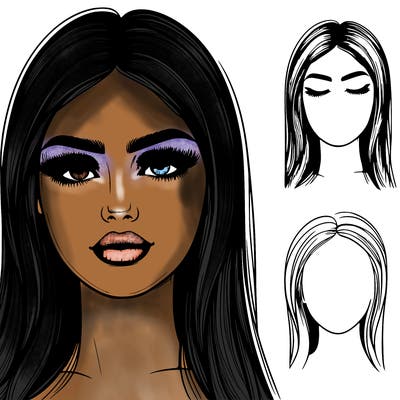 beautiful realistic girl with thin brows and big lips