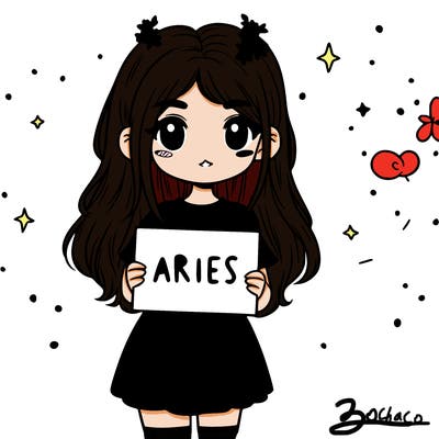 a girl holding a sign that says aries