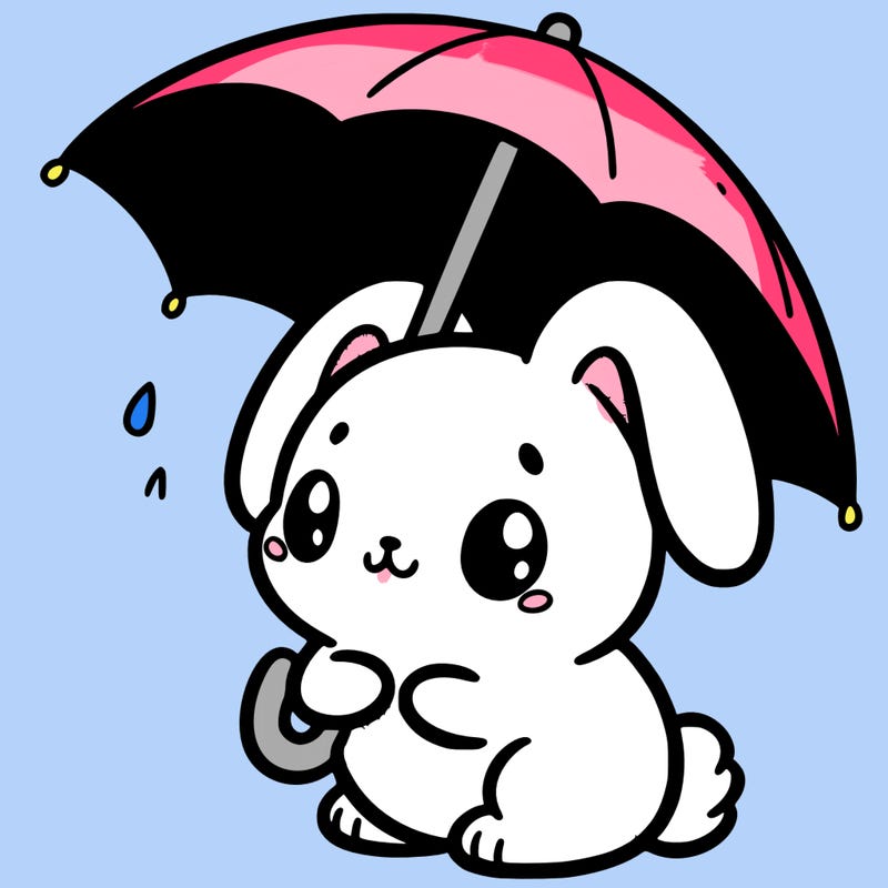 cute bunny with a tiny umbrella