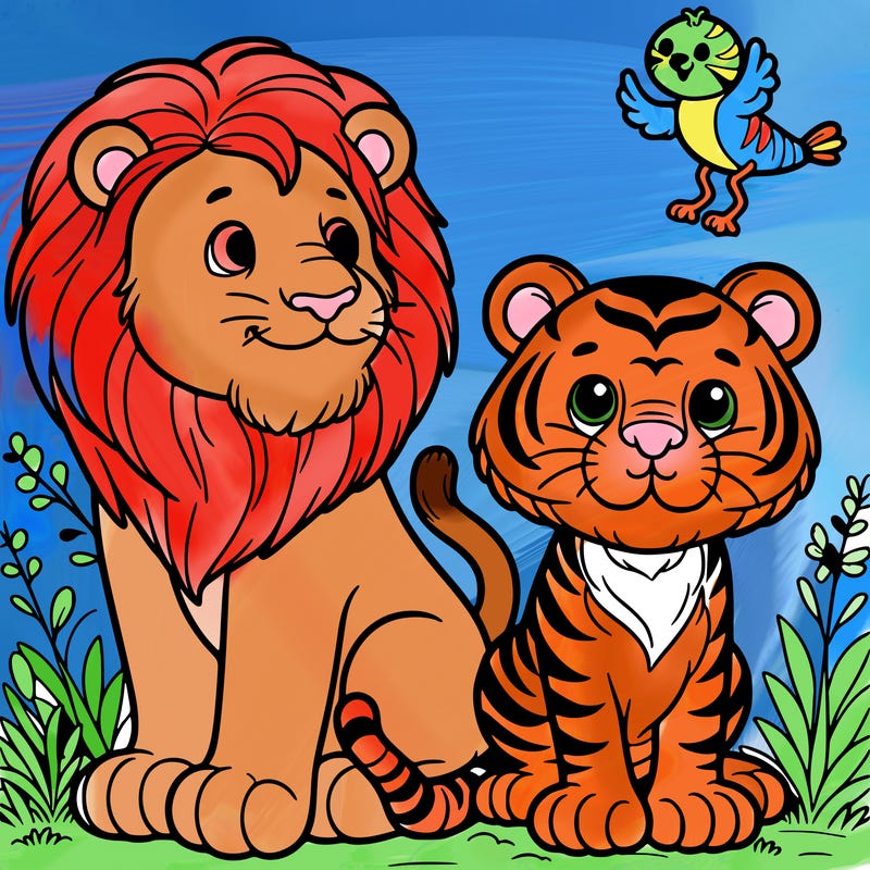 a lion and a tiger