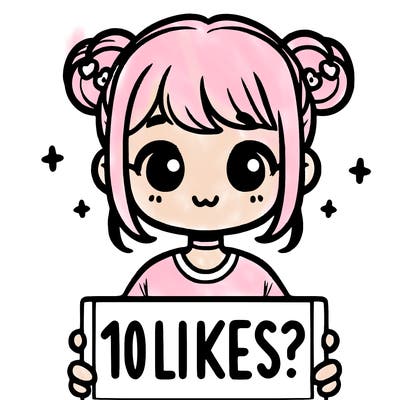 cute girl that is holding a sign that says 10 likes?