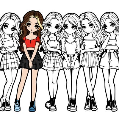 a group of girls realistic