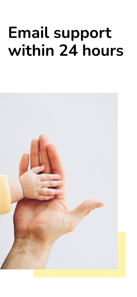Purified Porn Filter - An adult hand holding a childs hand with text promising email support within 24 hours