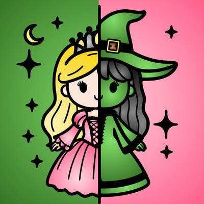 split princess and witch