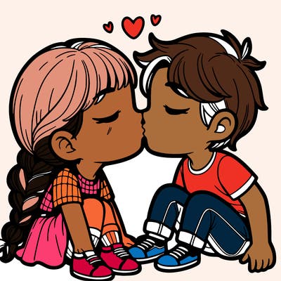 girl and boy kiss