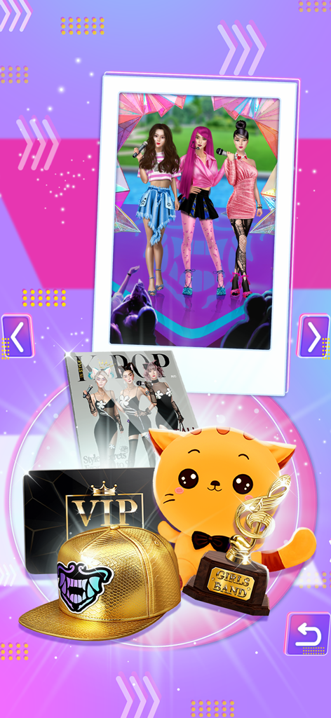 Kpop Dress Up & Fashion Battle - Três ídolos de K-pop em trajes estilosos com prêmios de moda e acessórios