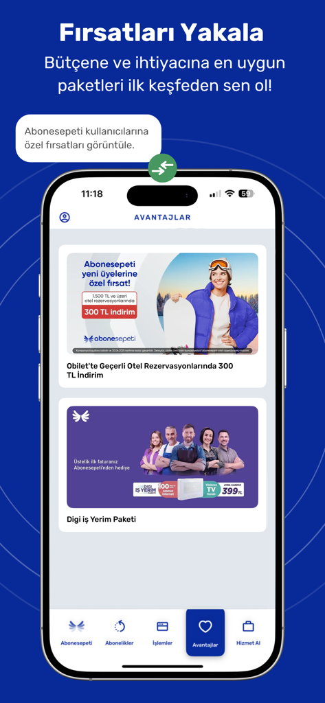 Abonesepeti Abonelik Yönetimi - Abonesepeti mobile app interface showing exclusive subscription deals and promotional offers