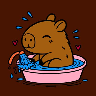 capybara taking a bath